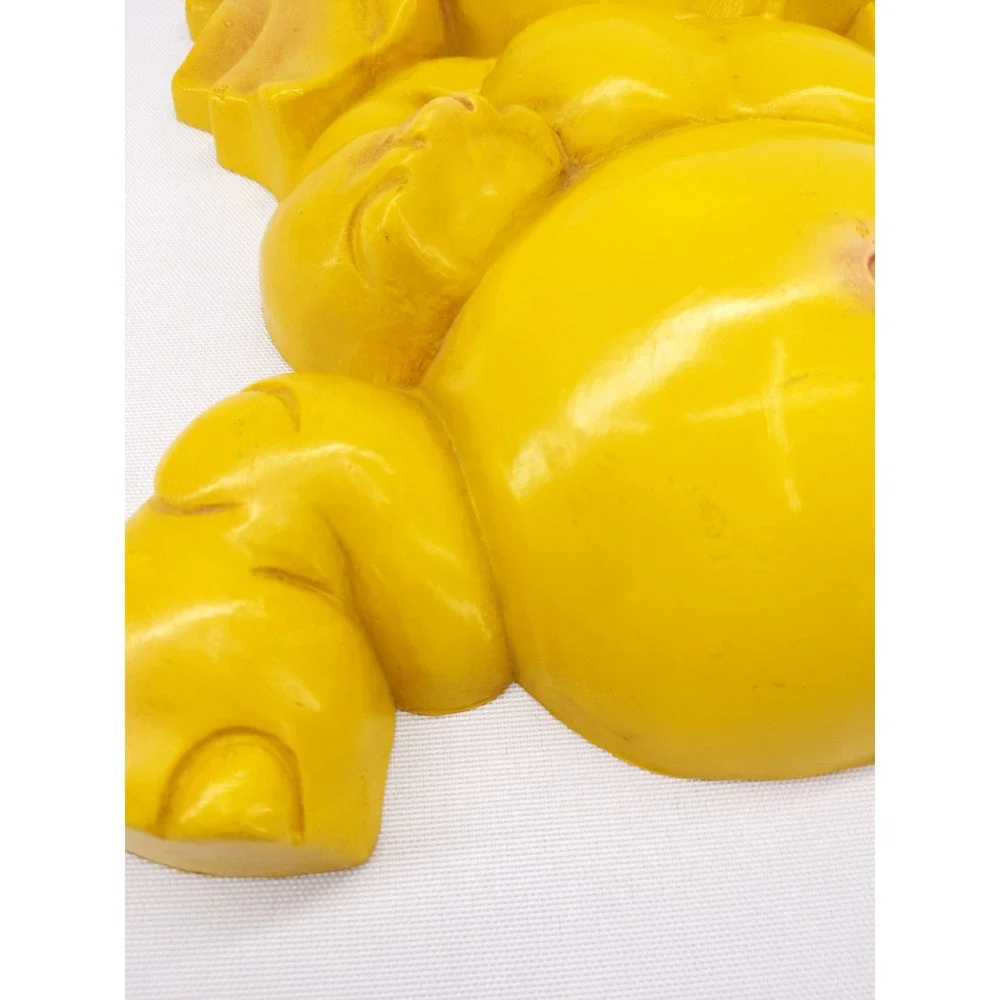 Homco Wall Plaques Yellow Vintage 1973 Elephant Nursery Decor Set of 2